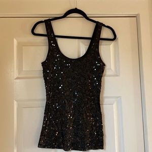 Sequin Express Black Tank Top